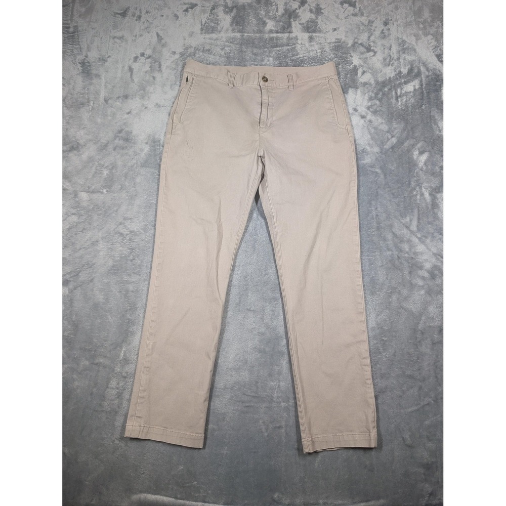 Free Fly Pants Mens 33x30 Beige Canvas Chino Stretch Straight Leg Casual Travel